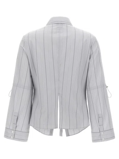 Pinko Striped Collar Shirt With Adjustable Ties In Gray