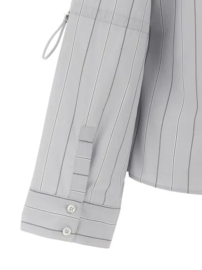 Pinko Striped Collar Shirt With Adjustable Ties In Gray