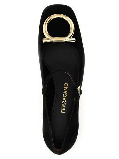 Ferragamo Square Toe Low Block Heel Ballerina Shoes
