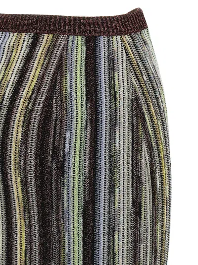 Missoni Striped Skirt With Button And Elastic Waistband In Gray