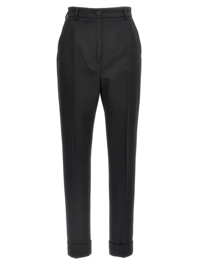 Dolce & Gabbana Tailored Wool Trousers With Ironed Pleat In Black