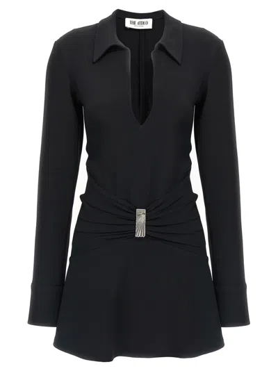 Attico Mini Dress With Deep V-neck In Black