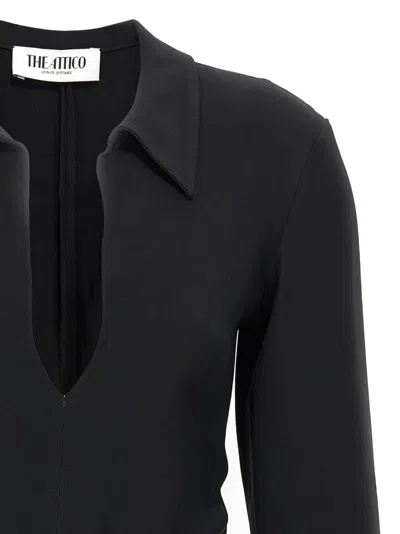 Attico Mini Dress With Deep V-neck In Black