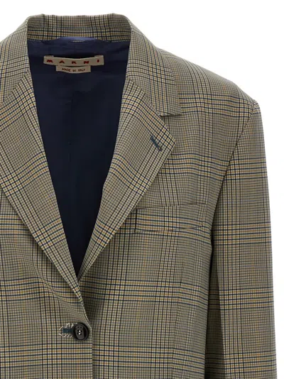 Marni Check Blazer Prince Of Wales In Green