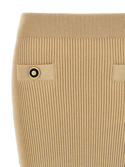 Balmain Ribbed Knit Midi Skirt With Trompe-l'œil Pockets