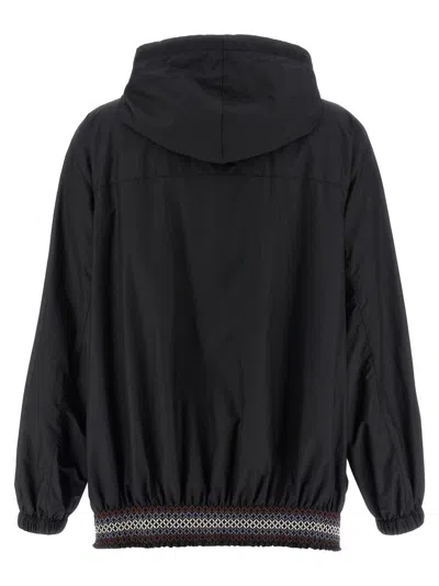 Moncler 'weekend' Hooded Jacket With Elastic Details In Black