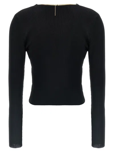 Alexander Wang V-neck Cropped Sweater With Nameplate Chain