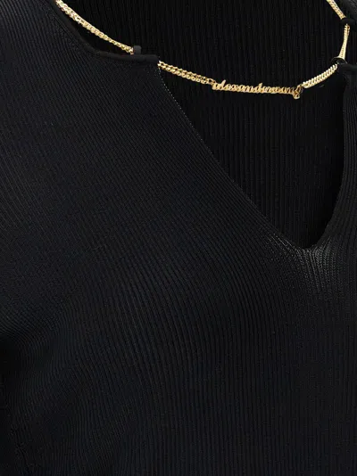 Alexander Wang V-neck Cropped Sweater With Nameplate Chain