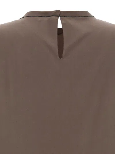Brunello Cucinelli Silk Crewneck Blouse With Back Button Closure