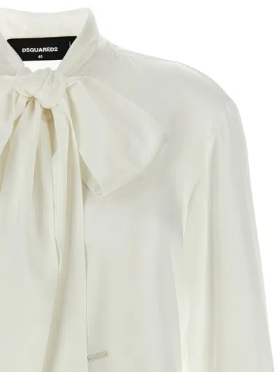 Dsquared2 'paris Bow' High Neck Shirt In Neutral