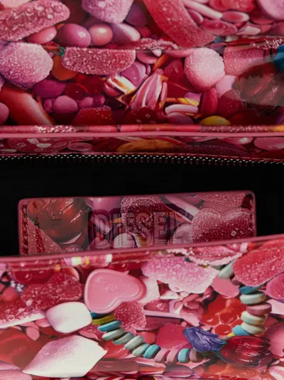 Diesel 'play'  Pink Handbag With Oval D Logo Plaque On The Front And All-over Graphic Print