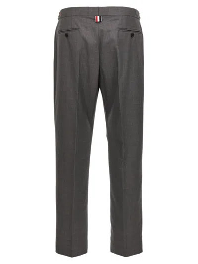 Thom Browne Backstrap Cropped Tailored Trousers In Gray