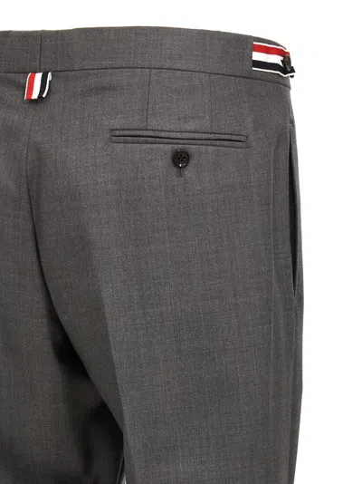 Thom Browne Backstrap Cropped Tailored Trousers In Gray