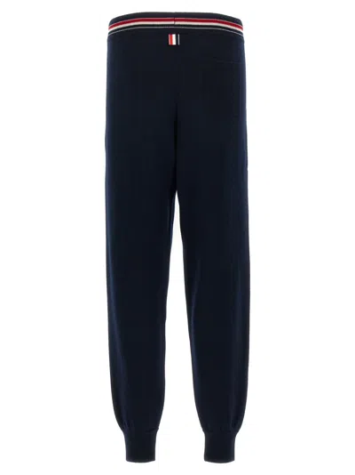 Thom Browne Rwb Stripe Detailed Drawstring Pants In Black