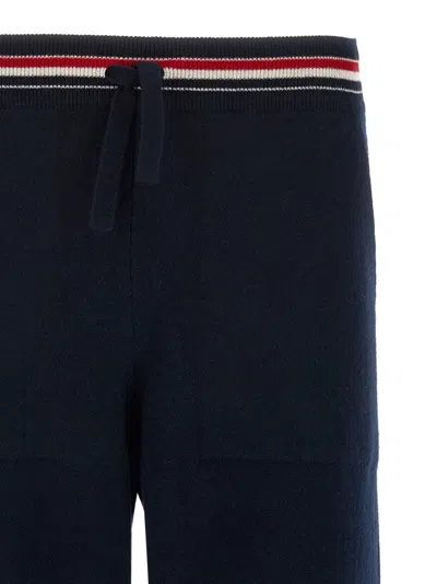 Thom Browne Rwb Stripe Detailed Drawstring Pants In Black