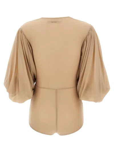 Philosophy Di Lorenzo Serafini Stretch Tulle Bodysuit With Gathered Detailing