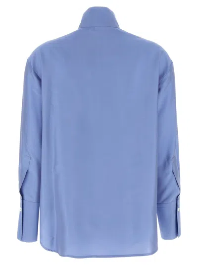 Alberto Biani Clear Blue Shirt With High Collar In Blue