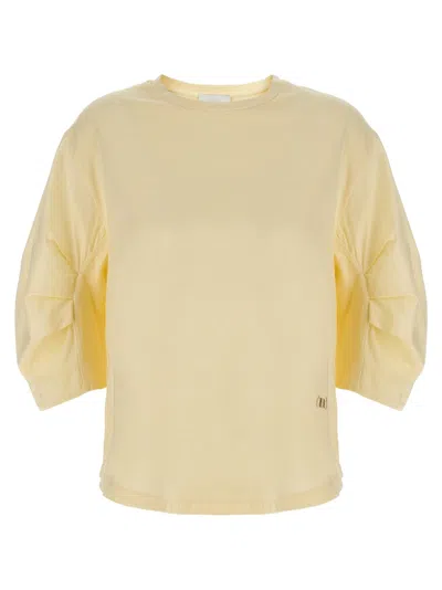 Nude Relaxed-fit Cotton T-shirt With Crinkled Sleeves In Neutral