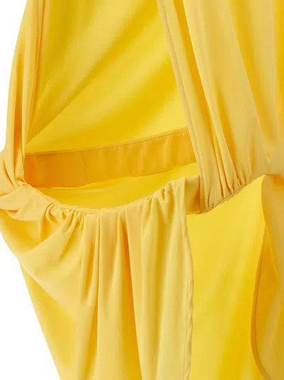 Jacquemus Draped Sleeveless Asymmetric Lightweight Top In Yellow