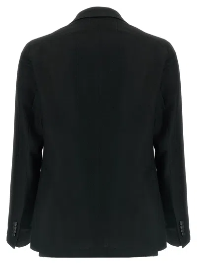 Tagliatore Square Pattern Blazer With Multiple Pockets In Black