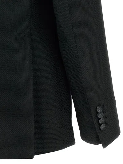 Tagliatore Square Pattern Blazer With Multiple Pockets In Black
