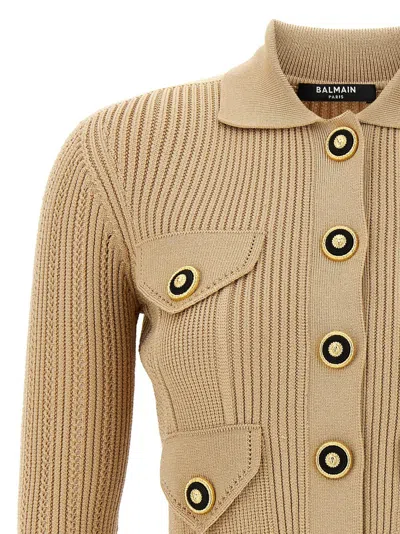Balmain Ribbed Knit Cropped Cardigan
