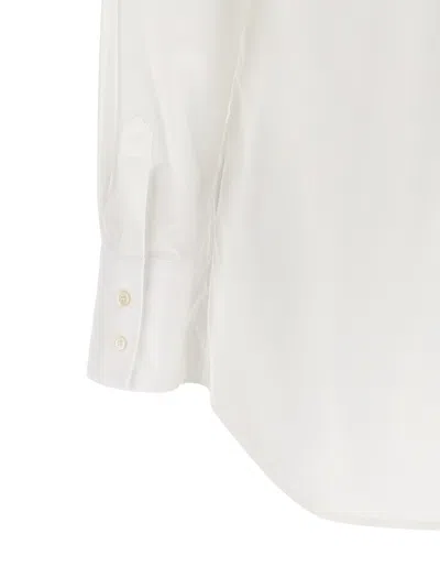 Fabiana Filippi Cotton Poplin Shirt With Knotted Lace Collar In White