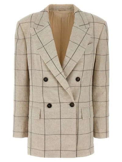 Brunello Cucinelli Double-breasted Linen Blazer