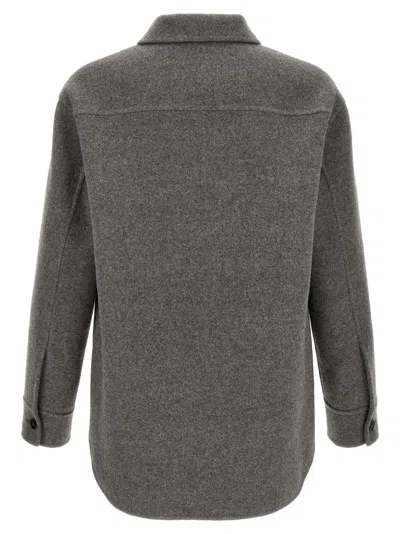 Jil Sander Wool Overshirt Casual Jackets And Parka Gray In Green