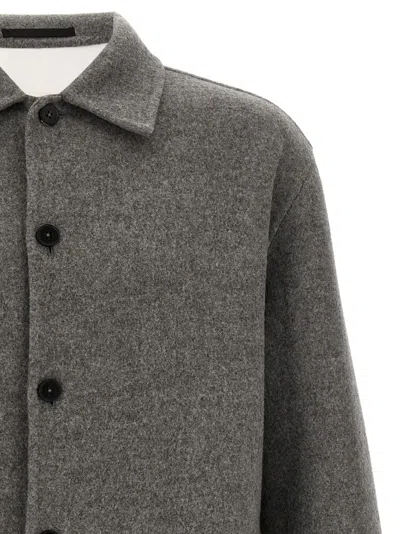 Jil Sander Wool Overshirt Casual Jackets And Parka Gray In Green