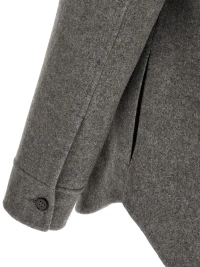 Jil Sander Wool Overshirt Casual Jackets And Parka Gray In Green