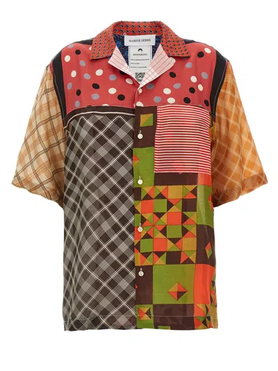 Marine Serre Regenerated Silk Scarves Bowling Shirt And Blouse Multicolor In Neutral