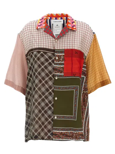 Marine Serre Regenerated Silk Scarves Bowling Shirt And Blouse Multicolor In Neutral