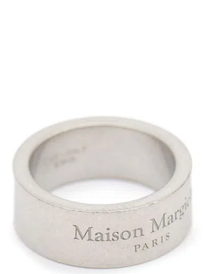 Maison Margiela Engraved Silver Ring With Polished Finish In Neutral