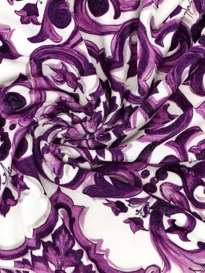 Dolce & Gabbana 'maiolica' Print Beach Towel In Purple