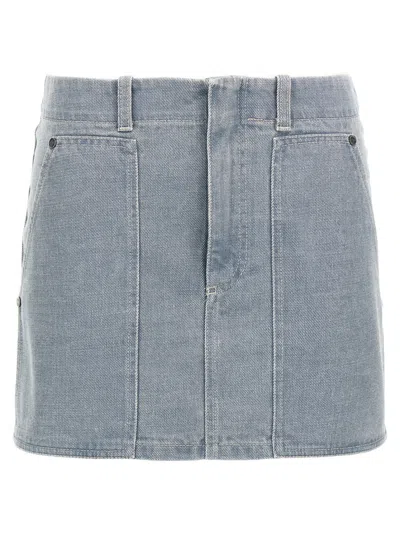 Fendi Denim Mini Skirt In Gray