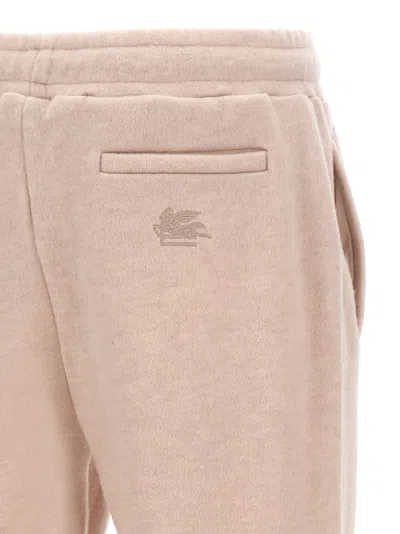Etro Wool Blend Joggers With Embroidered Logo In Pink