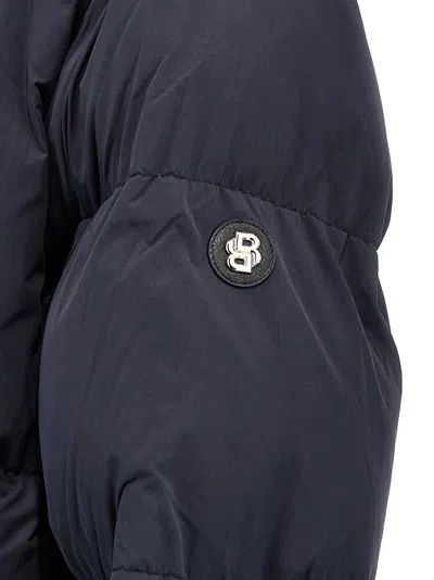 Hugo Boss Water-repellent Puffer Jacket With Double B Monogram In Blue