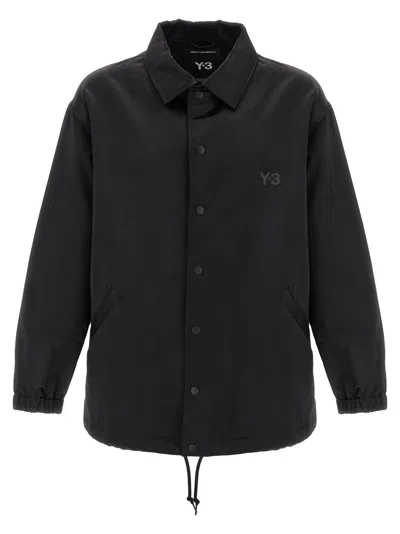 Y-3 Satin-effect Jacket With Embossed Back Print In Black