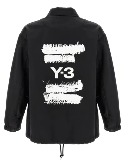 Y-3 Satin-effect Jacket With Embossed Back Print In Black