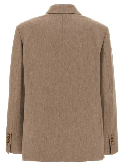 The Andamane 'pixie' Blazer Double-breasted Structured Shoulders In Brown