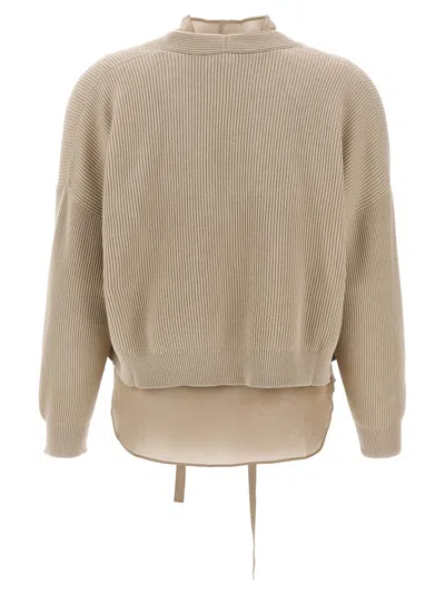 Brunello Cucinelli Layered Cardigan Sweaters And Cardigans Beige