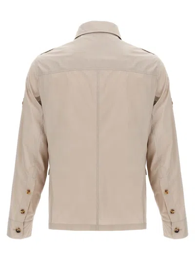 Brunello Cucinelli Saharan Jacket With Classic Shirt Collar In Neutral