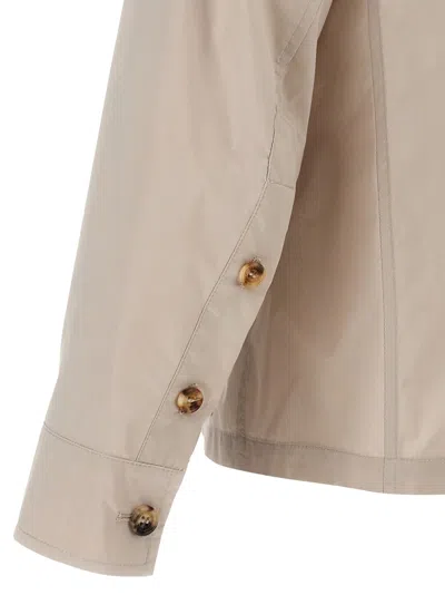 Brunello Cucinelli Saharan Jacket With Classic Shirt Collar In Neutral