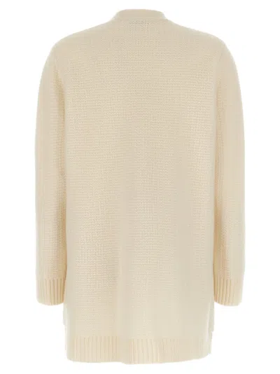Max Mara Knit Cardigan With Ribbed Cuffs And Hem In Neutral