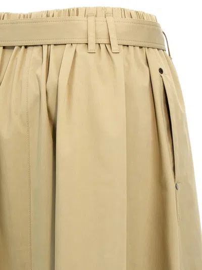 Brunello Cucinelli Cotton Midi Skirt With Elastic Waistband In Neutral