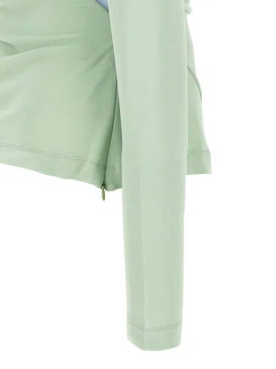 Victoria Beckham Draped Top With Asymmetric Detail And Long Sleeves In Green