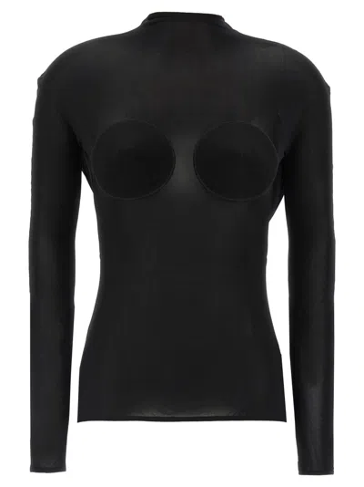 Jean Paul Gaultier Semi-transparent Black Jersey Cone Sweater