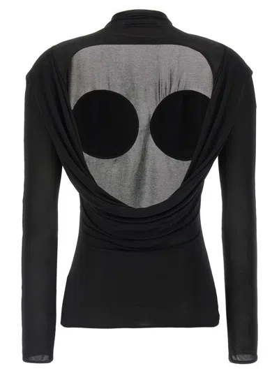 Jean Paul Gaultier Semi-transparent Black Jersey Cone Sweater