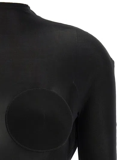 Jean Paul Gaultier Semi-transparent Black Jersey Cone Sweater